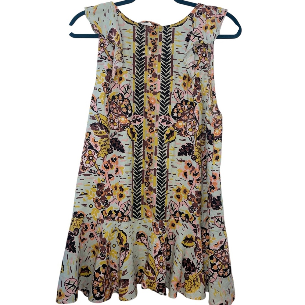 Free People Floral Mini Dress in Light Blue, Yellow & Pink